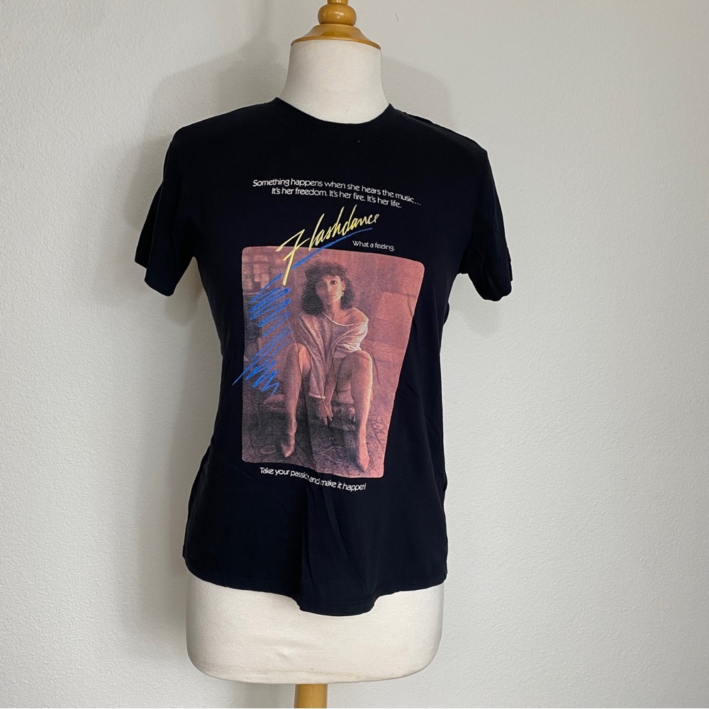 Flashdance Black Crew Graphic Relaxed T-Shirt Size XS Streetwear Girlhoodcore